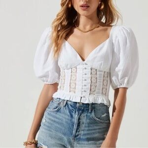 ASTR the Label Lace Puff Sleeve Blouse